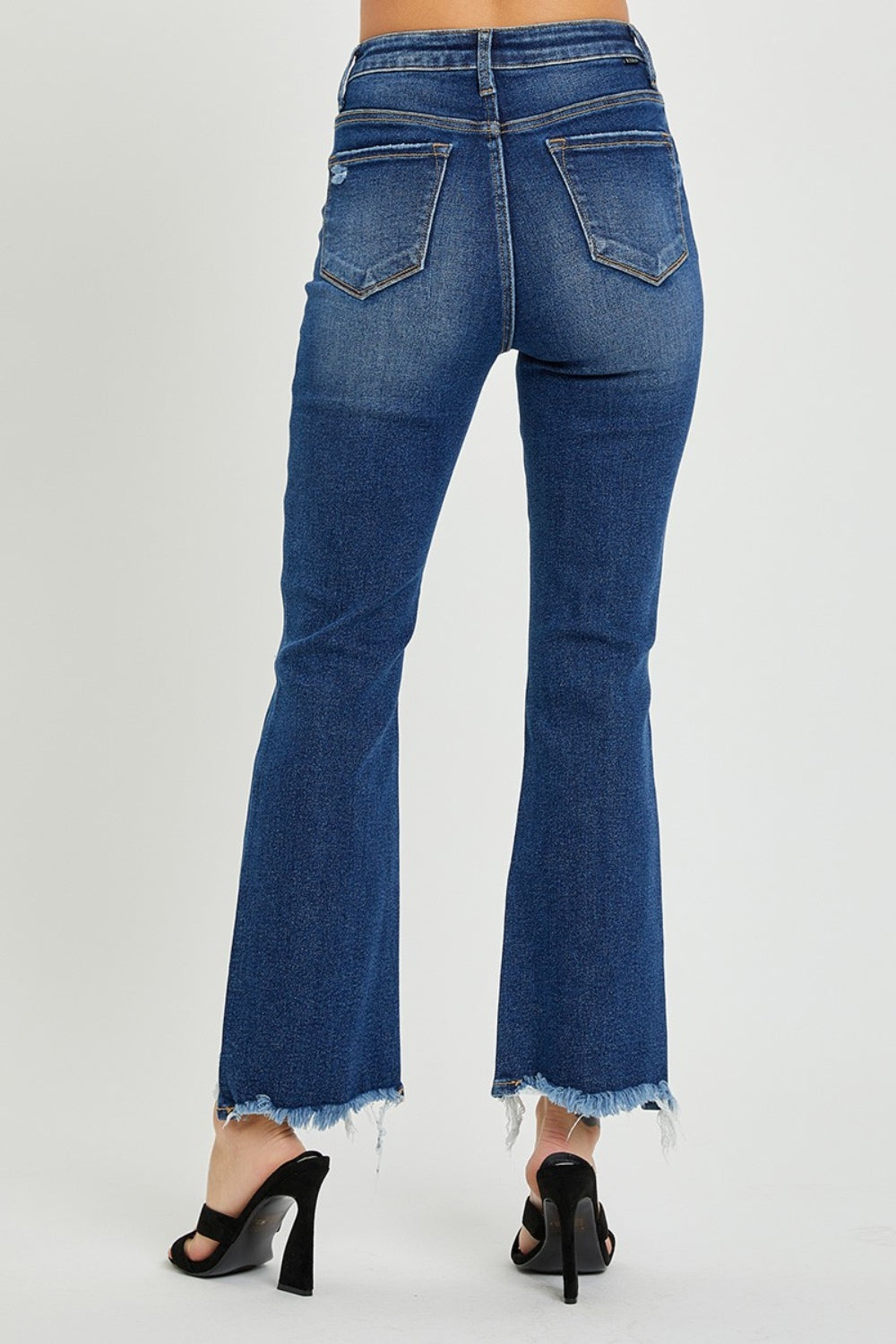 RISEN High Rise Distressed Crop Flare Jeans - All Mine Now Clothing