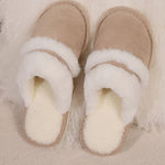 Contrast Faux Fur Round Toe Slippers - All Mine Now Clothing