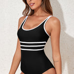 Contrast Trim Scoop Neck One-Piece Swimwear - All Mine Now Clothing