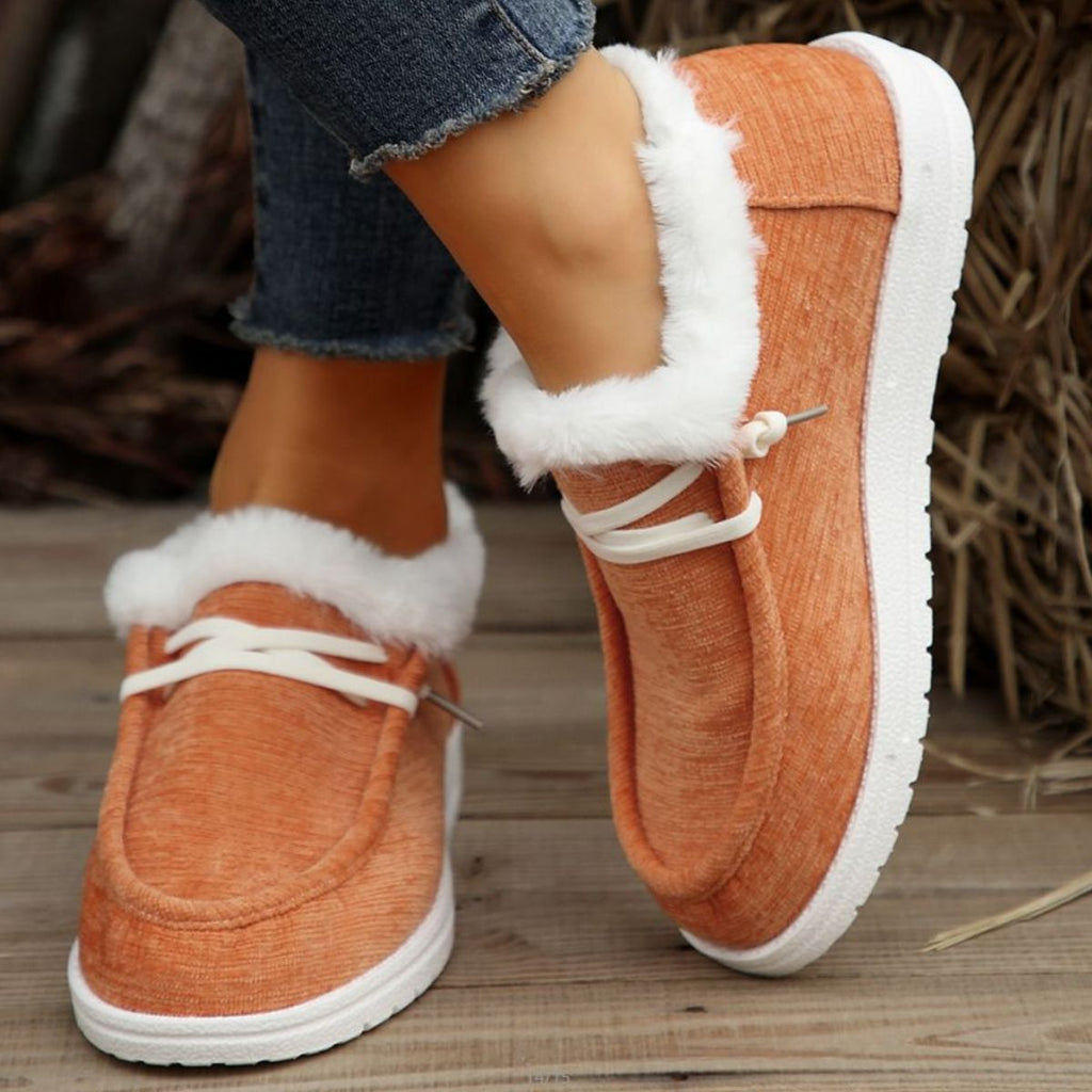 Lace Up Round Toe Furry Sneakers - All Mine Now Clothing