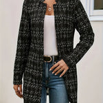 Plaid Open Front Long Sleeve Blazer - All Mine Now Clothing