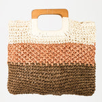 Fame Color Block Double-Use Braided Tote Bag - All Mine Now Clothing