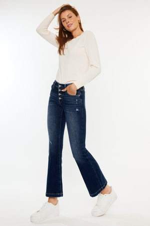 Kancan Mid Rise Button Fly Flare Jeans - All Mine Now Clothing