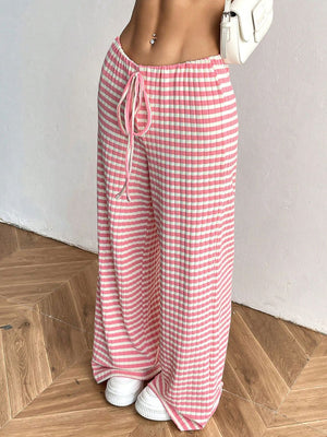 Tied Striped Wide Leg Pants - All Mine Now Clothing