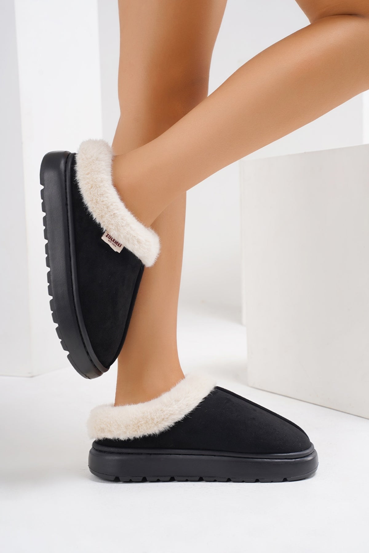 Furry Round Toe Platform Slippers - All Mine Now Clothing