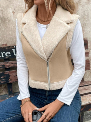 Zip Up Sherpa Vest Coat Trendsi