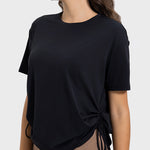 Millennia Drawstring Round Neck Short Sleeve Active T-Shirt - All Mine Now Clothing