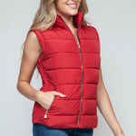 Snobbish Zip Up Turtleneck Vest with Pockets Trendsi