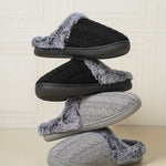 Cable-Knit Fluff Round Toe Slippers