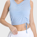 Millennia Drawstring Ruched Wide Strap Active Tank - All Mine Now Clothing