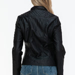 Snobbish Faux Leather Zip Up Mock Neck Jacket - All Mine Now Clothing