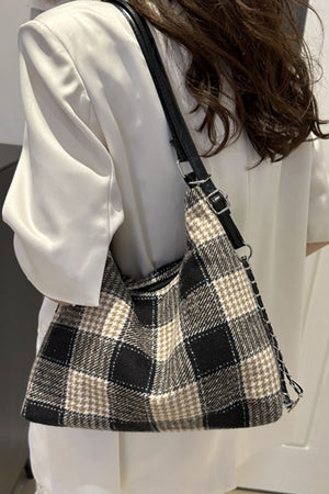 Plaid Adjustable Strap Handbag - All Mine Now Clothing