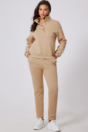 Half Snap Turtleneck Top and Pants Active Set - All Mine Now Clothing