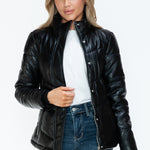 Snobbish Pocketed Zip Up Turtleneck Puffer Jacket - All Mine Now Clothing