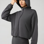 Millennia Zip Up Dropped Shouder Active Hooded - All Mine Now Clothing