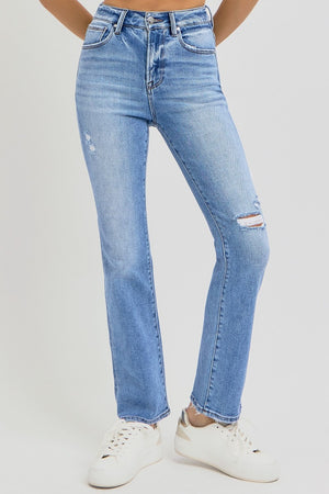 RISEN Full Size Distressed High-Rise Ankle Straight Jeans - All Mine Now Clothing