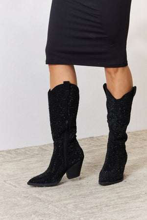 Forever Link Rhinestone Knee High Cowboy Boots - All Mine Now Clothing