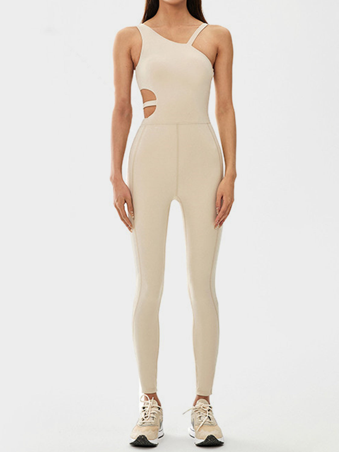 Cutout Asymmetrical Neck Active Jumpsuit - All Mine Now Clothing