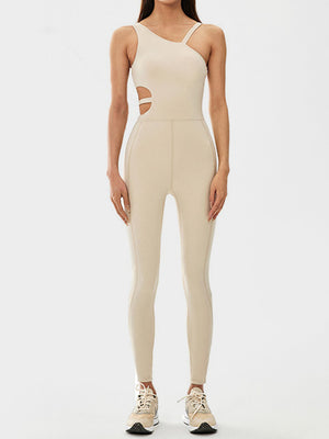 Cutout Asymmetrical Neck Active Jumpsuit - All Mine Now Clothing