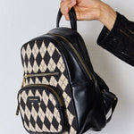 David Jones Argyle Pattern PU Leather Backpack - All Mine Now Clothing