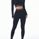 Letter Print Round Neck Long Sleeve Top and Leggings Active Set - All Mine Now Clothing