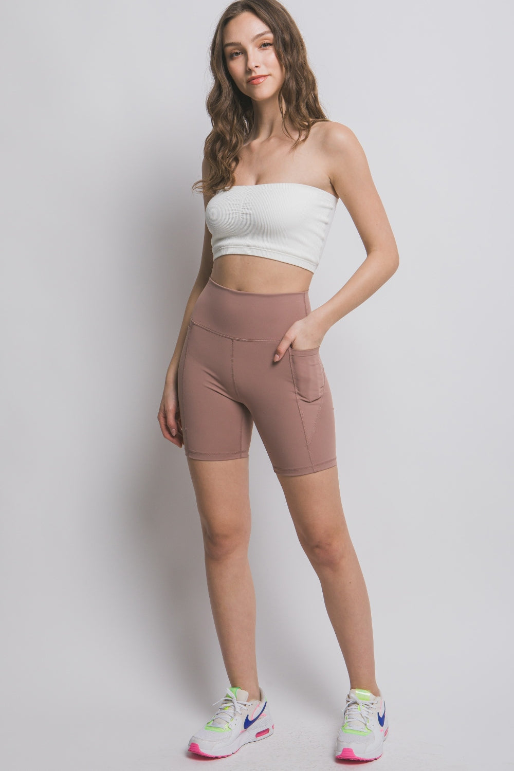 Love Tree High Waist Seam Detail Active Shorts - All Mine Now Clothing