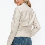 Snobbish PU Leather Biker Jacket with Side Zip Pockets - All Mine Now Clothing