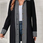 Houndstooth Button Up Long Sleeve Cardigan - All Mine Now Clothing