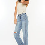 Kancan Ultra High Rise Distressed Straight Jeans - All Mine Now Clothing