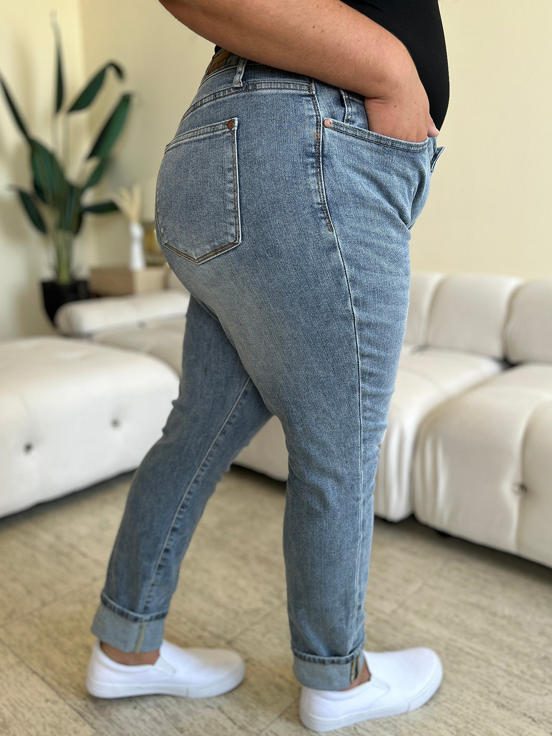 Judy Blue Full Size High Waist Cuff Hem Jeans - All Mine Now Clothing