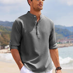 Men's Plus Size Half Button Long Sleeve Shirt