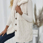 Fuzzy Button Up Vest Coat - All Mine Now Clothing