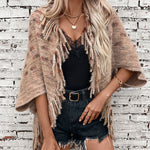 Fringe Open Front Half Sleeve Poncho - All Mine Now Clothing