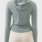 Millennia Pocketed Zip Up Hooded Long Sleeve Active Outerwear - All Mine Now Clothing