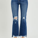 RISEN High Rise Distressed Crop Flare Jeans - All Mine Now Clothing