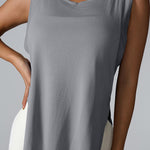 Slit Round Neck Active Tank - All Mine Now Clothing