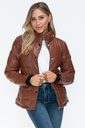 YMI Pocketed Zip Up Turtleneck Puffer Jacket - All Mine Now Clothing