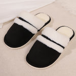 Contrast Faux Fur Round Toe Slippers - All Mine Now Clothing