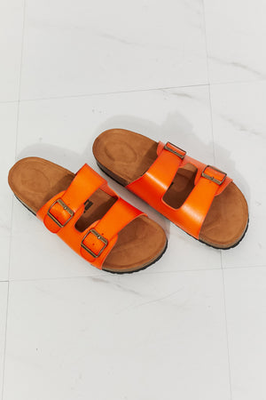 MMShoes Feeling Alive Double Banded Slide Sandals in Orange - All Mine Now Clothing