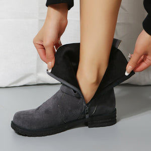 Suede Side Zip Round Toe Boots - All Mine Now Clothing