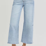 RISEN Full Size High Rise Seamed Detail Wide Leg Crop Jeans Trendsi