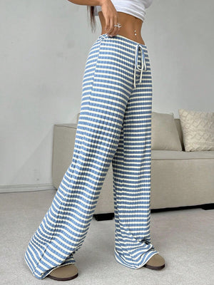 Tied Striped Wide Leg Pants - All Mine Now Clothing