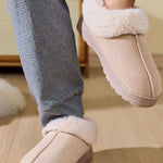 Faux Fur Round Toe Platform Slippers