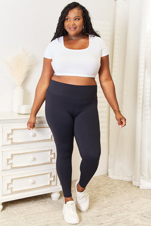 Double Take Wide Waistband Sports Leggings - All Mine Now Clothing