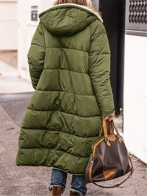 Full Size Zip Up Sherpa Hooded Coat Trendsi