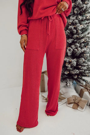 JOLLY Round Neck Long Sleeve Top and Pants Lounge Set - All Mine Now Clothing