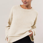 HYFVE Round Neck Dropped Shoulder Ribbed Sweater - All Mine Now Clothing