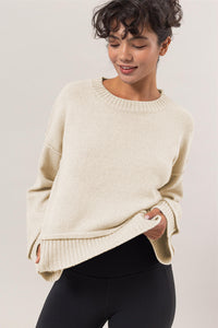 HYFVE Round Neck Dropped Shoulder Ribbed Sweater - All Mine Now Clothing