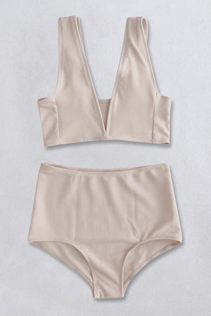 Ribbed V-Neck Bikini Set - All Mine Now Clothing