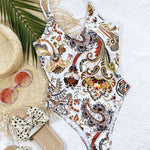 Printed Tie Back Scoop Neck One-Piece Swimsuit - All Mine Now Clothing